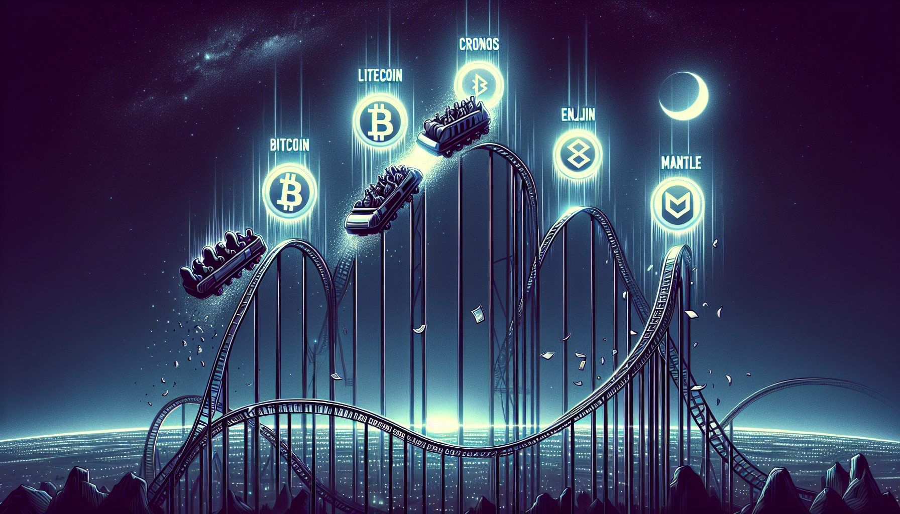 Bitcoin dips while Litecoin, Cronos, Enjin, and Mantle shine on the charts
